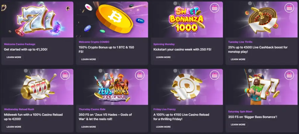 Number of casino bonuses are on display at HotLoot Casino.