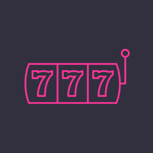 A pink slot showing 777 on it, on a gray background.