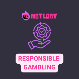 Pink HotLoot Casino logo along with a pink subtext saying “Responsible Gambling”.
